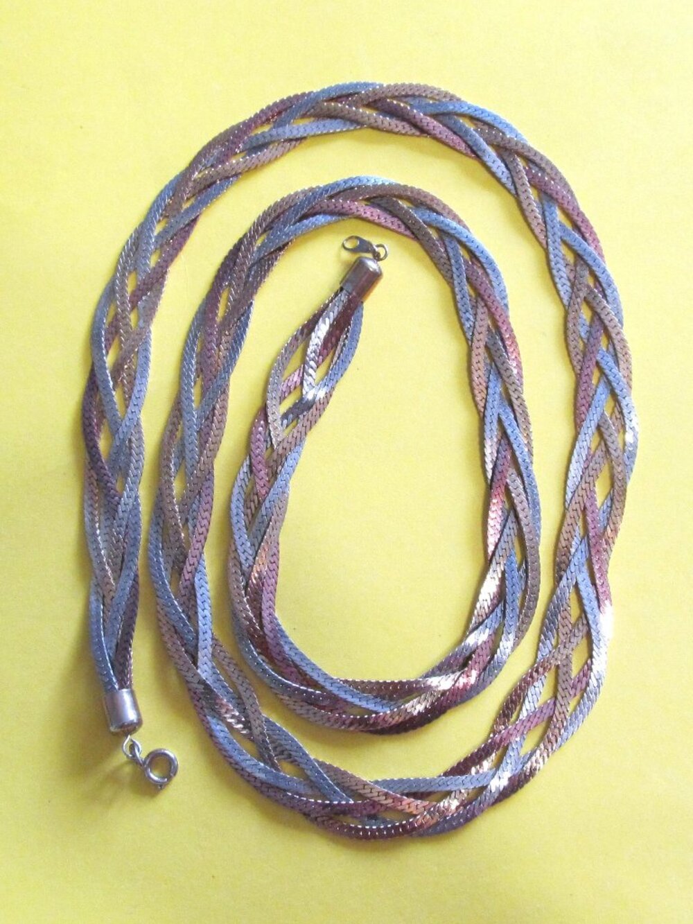 Multicolour 5 strand herringbone necklace